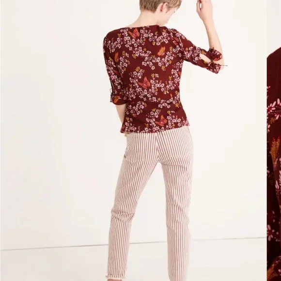 Madewell Tie-Sleeve Wrap Top in Butterfly Sanctuary - Picture 4 of 10